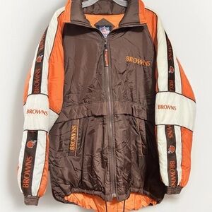 1999 Cleveland Browns NFL Game Day Puffer Jacket Coat  Full Zip Hidden Hood